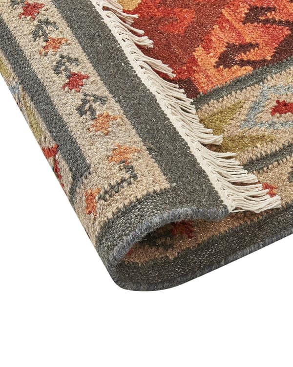 Ullmatta Flerfärgad 80 x 300 cm Handvävd Kelim Matta Rustik Orientalisk Design
