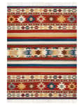 Miniatyrbild 4 av 7: Kelim Matta Flerfärgad Ull 160 x 230 cm Handvävd Plattväv Orientaliskt Mönster med Tofsar Traditionell Vardagsrum Sovrum