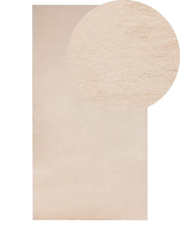 Kunstpelsteppe beige kunstig polyesterpels 80 x 150 cm mykt, lurvet teppe med høy luv