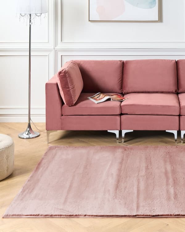 Kunstpelsteppe rosa kunstig polyesterpels 160 x 230 cm mykt, lurvet teppe med høy luv