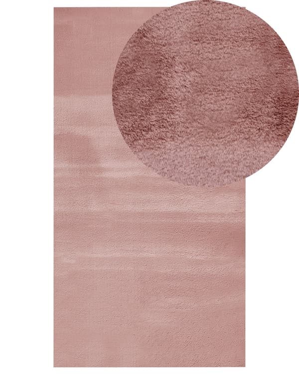 Kunstpelsteppe rosa kunstig polyesterpels 80 x 150 cm mykt, lurvet teppe med høy luv