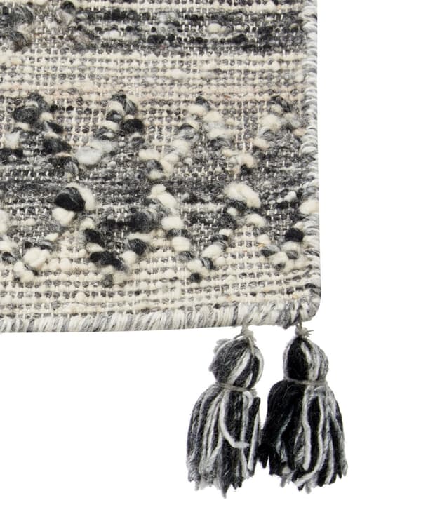 Teppe Grå Ull Bomull 200 x 300 cm Kelim Håndvevd Lappemønster Dusker Boho Dekorativt Stue Soverom