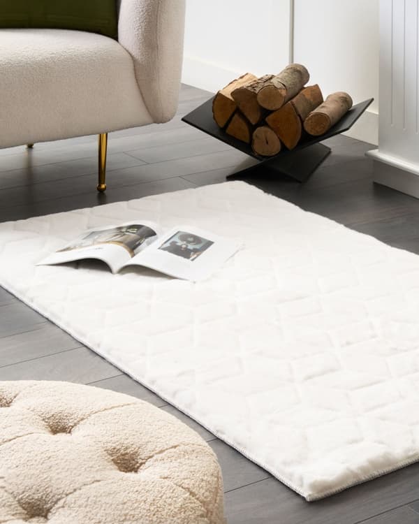 Teppe Pelsteppe Hvit Kunstig Polyster 80 x 150 cm Myk Lav luv Shaggy