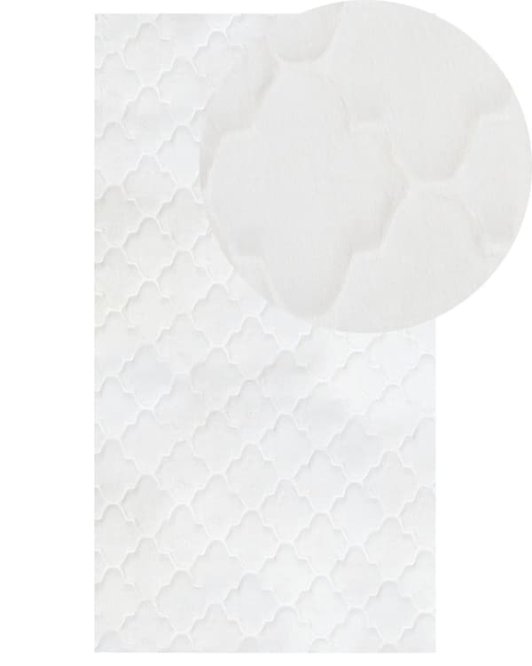 Kunstpelsteppe imitert pels hvit kunstig polyesterpels 80 x 150 cm mykt, lurvet teppe med høy luv og spaliermønster