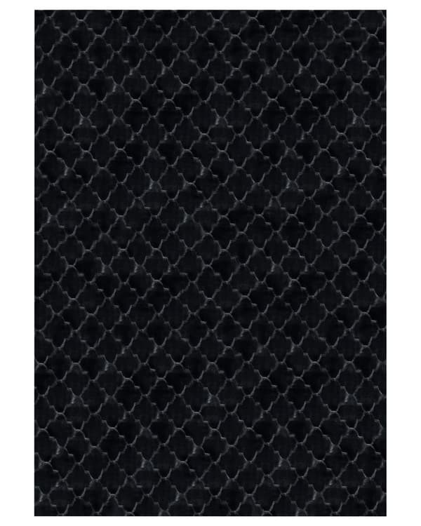 Teppe i imitert kaninpels Svart kunstig polyesterpels 160 x 230 cm Mykt, lurvet teppe med høy luv og trellismønster