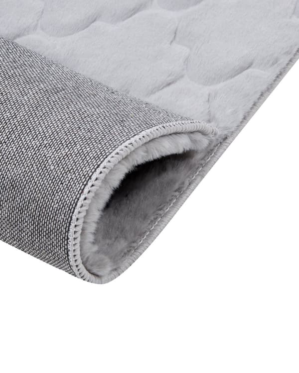Teppe av imitert kaninpels grå kunstig polyesterpels 160 x 230 cm mykt, lurvet teppe med høy luv og spaliermønster