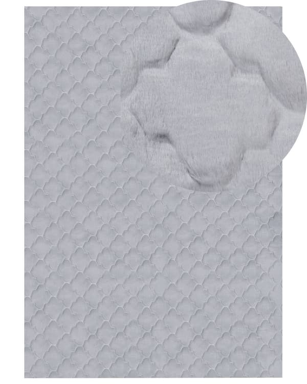 Teppe av imitert kaninpels grå kunstig polyesterpels 160 x 230 cm mykt, lurvet teppe med høy luv og spaliermønster