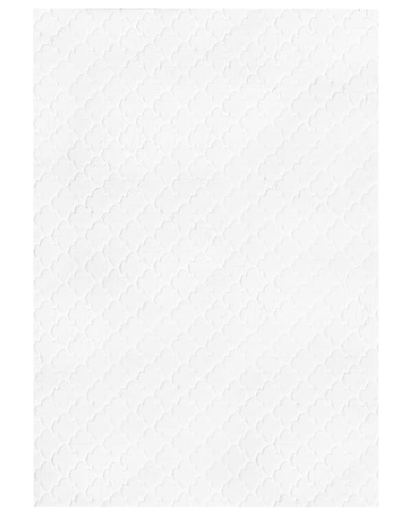 Teppe av imitert kaninpels hvit kunstig polyesterpels 160 x 230 cm mykt, lurvet teppe med høy luv og spaliermønster