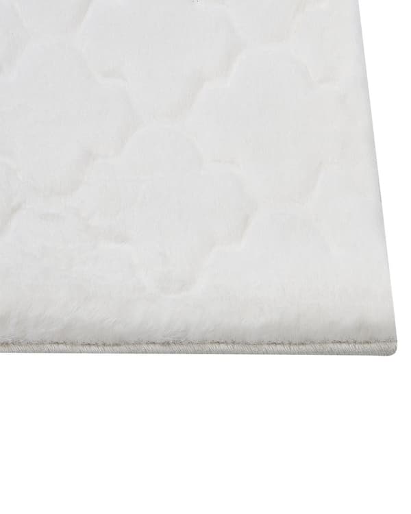 Teppe av imitert kaninpels hvit kunstig polyesterpels 160 x 230 cm mykt, lurvet teppe med høy luv og spaliermønster