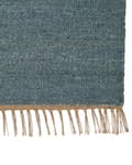 Miniatyrbillede 7 af 7: Gulvtæppe Blå Jute 160 x 230 cm Rektangulær Gulvtæp med Frynser Fladvævet Løs Korthåret Tæppe til under Sofabord Soveværelse Entre