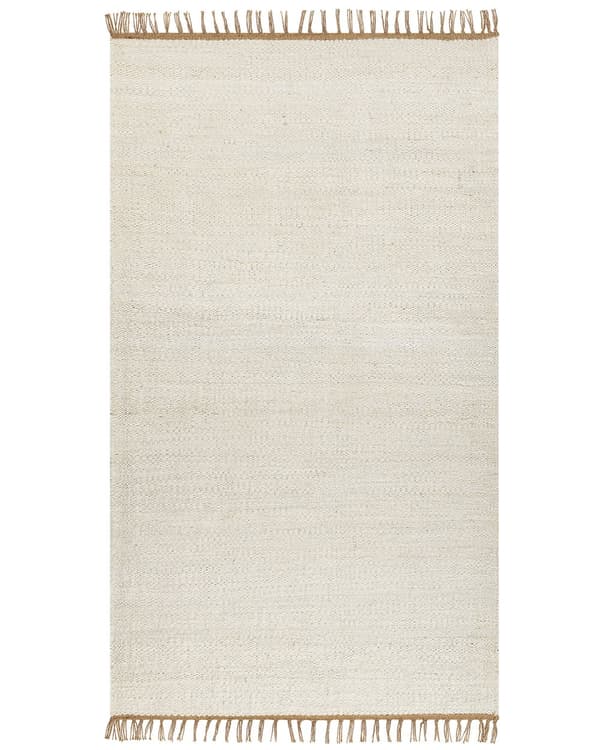 Gulvtæppe Lys Beige Jute 80 x 150 cm Rektangulær Jute Tæppe med Frynser Fladvævet Løs Korthåret Gulvtæp til Soveværelse Entre Håndlavet