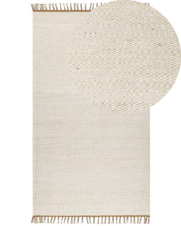 Gulvtæppe Lys Beige Jute 80 x 150 cm Rektangulær Jute Tæppe med Frynser Fladvævet Løs Korthåret Gulvtæp til Soveværelse Entre Håndlavet
