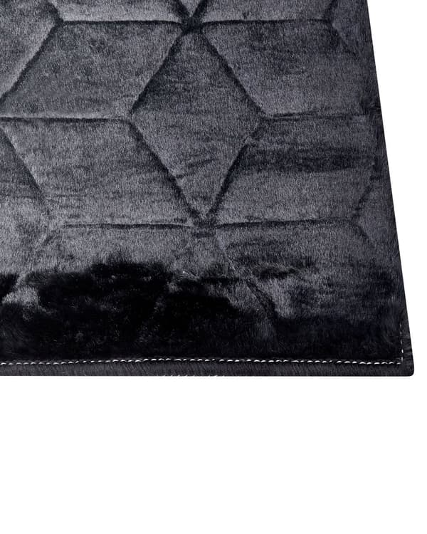 Teppe Kunstig Imitert Kaninpels Svart 80 x 150 cm Myk med høy luv