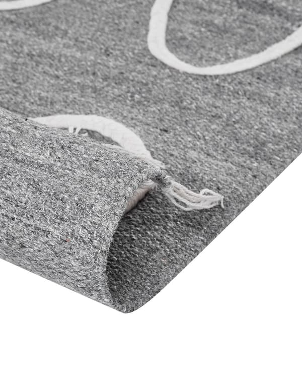 Håndvevd Teppe Grå Polyester 140 x 200 cm Rektangulært Abstrakt Mønster med Dusker Rektangulært Boho Innendørs Utendørs