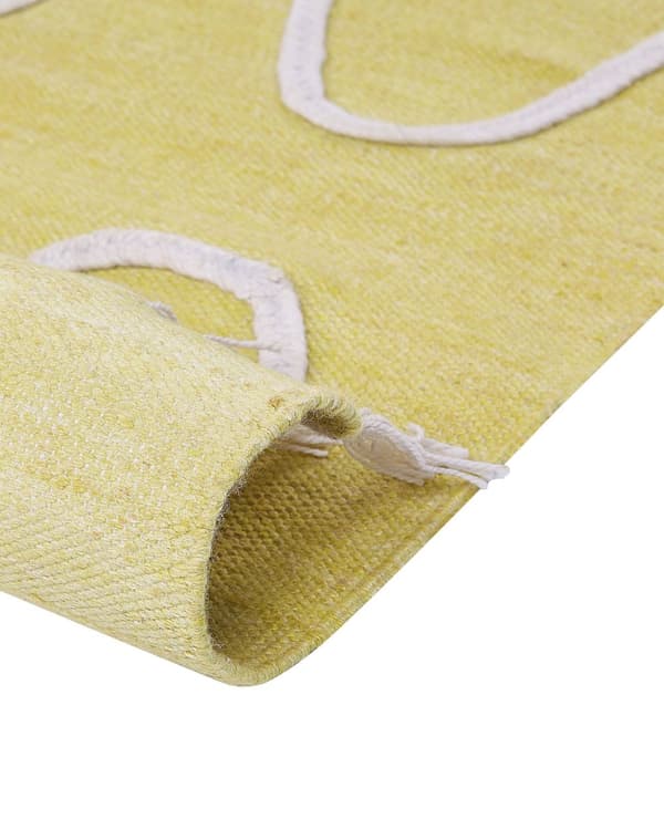 Håndvævet Tæppe Gul Polyester 140 x 200 cm Rektangel Abstrakt mønster med kvaster Rektangulært Boho Indendørs Udendørs