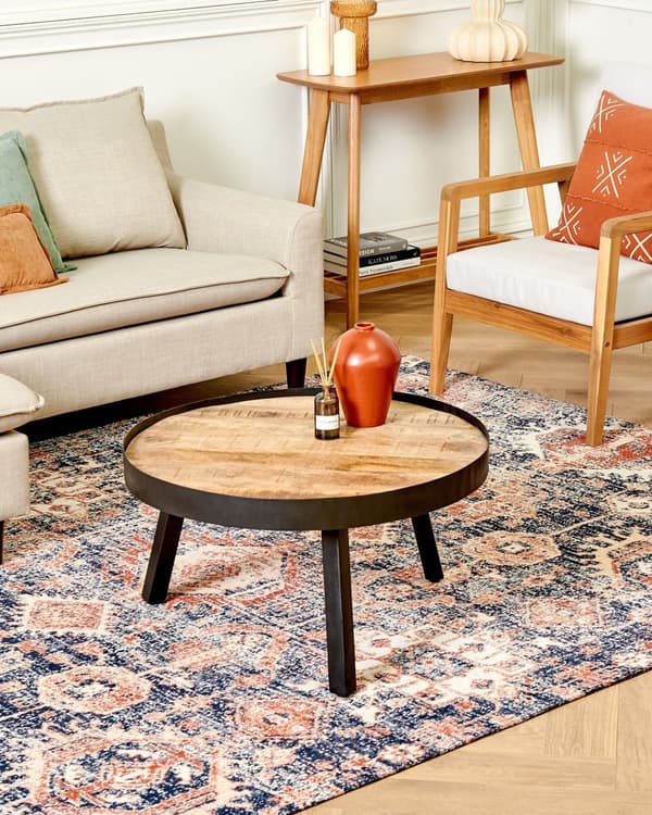 Teppe Blå Rød Bomull 200 x 300 cm Rektangulært Orientalsk mønster Boho stil Gang