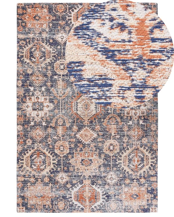 Teppe Blå Rød Bomull 200 x 300 cm Rektangulært Orientalsk mønster Boho stil Gang