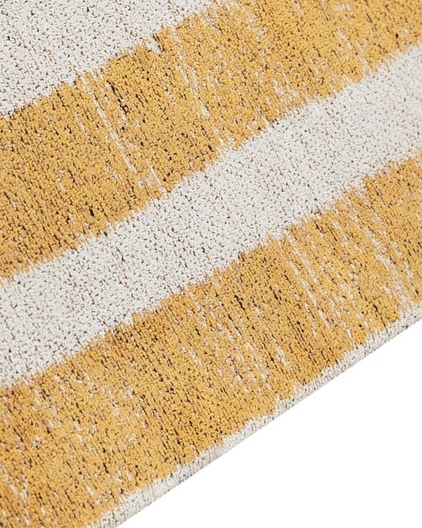 Matto keltainen musta 200 x 300 cm puuvilla polyesteri lyhyt nukka jacquard-kudottu raidallinen boho