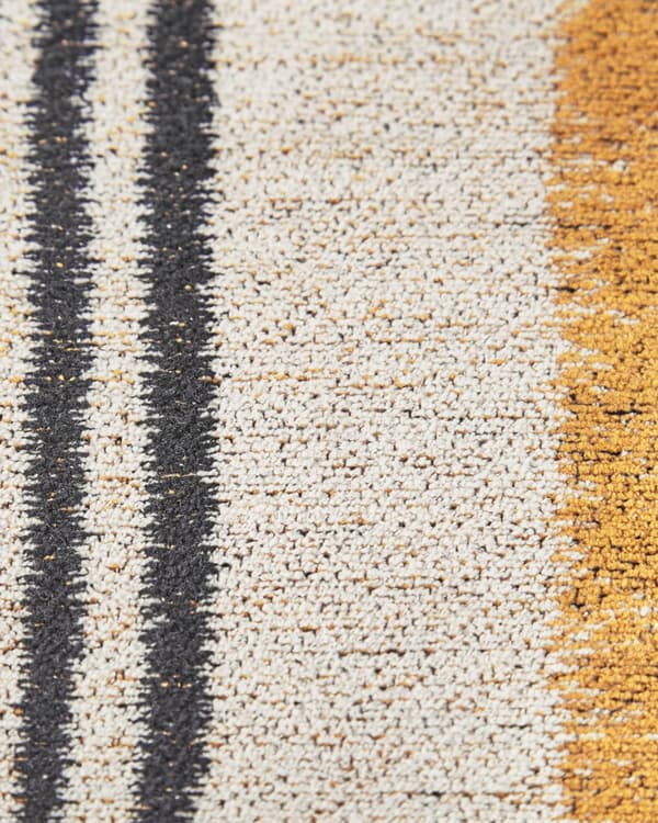 Matto keltainen musta 200 x 300 cm puuvilla polyesteri lyhyt nukka jacquard-kudottu raidallinen boho