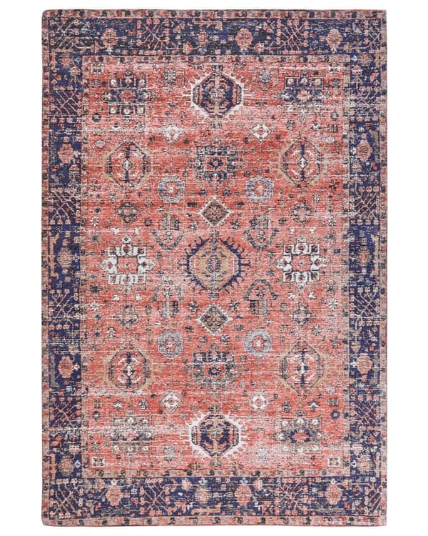 Matta Röd och Blå bomull 200 x 300 cm Rektangulär Orientalisk mönstrad Boho-stil Hall
