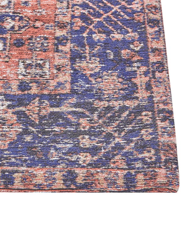 Matta Röd och Blå bomull 200 x 300 cm Rektangulär Orientalisk mönstrad Boho-stil Hall