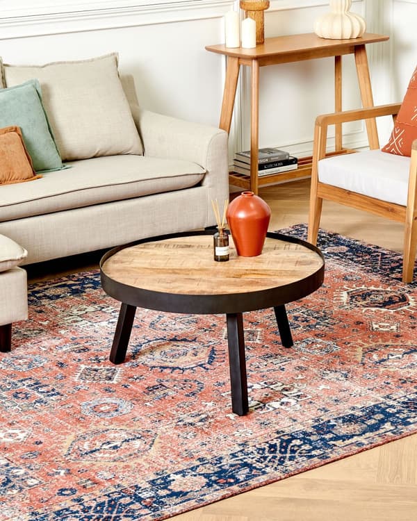 Matta Röd och Blå bomull 200 x 300 cm Rektangulär Orientalisk mönstrad Boho-stil Hall