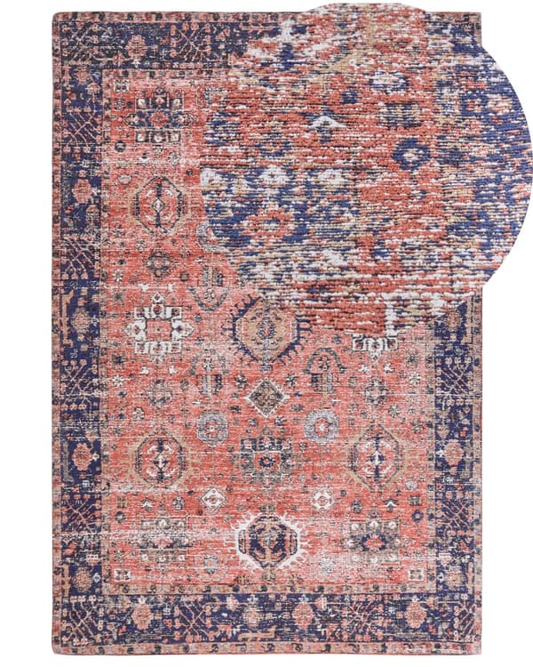 Matta Röd och Blå bomull 200 x 300 cm Rektangulär Orientalisk mönstrad Boho-stil Hall