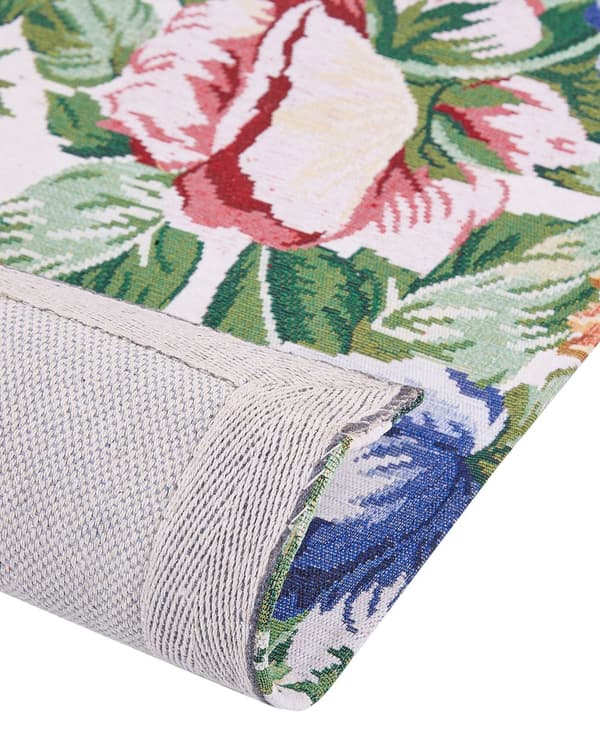 Matta Flerfärgad Bomull 140 x 200 cm Blommönster Platt väv Jacquard Vävd Vardagsrum Sovrum Traditionell Boho