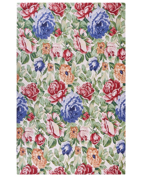 Matta Flerfärgad Bomull 140 x 200 cm Blommönster Platt väv Jacquard Vävd Vardagsrum Sovrum Traditionell Boho