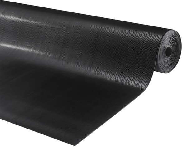 Gummimåtte på rulle - fin rib - tykkelse 3mm - bredde 120 cm