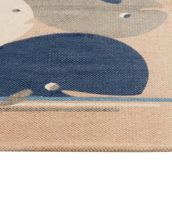 Børnetæppe Beige Multifarvet Bomuld 80 x 150 cm Hvaler Tæppe Dyr Børnegulvtæppe Ting til Børneværelse Bomuldsuldstæppe til Gulv