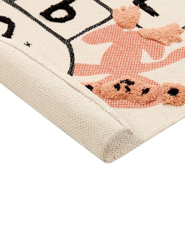Matto monivärinen 80 x 150 cm puuvilla lastenhuone ruutuhyppely kuvio käsinkudottu matala nukka