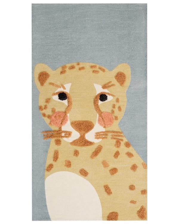 Matto keltainen harmaa 80 x 150 cm puuvilla käsin tuftattu leopardikuvio lastenhuone matala nukka