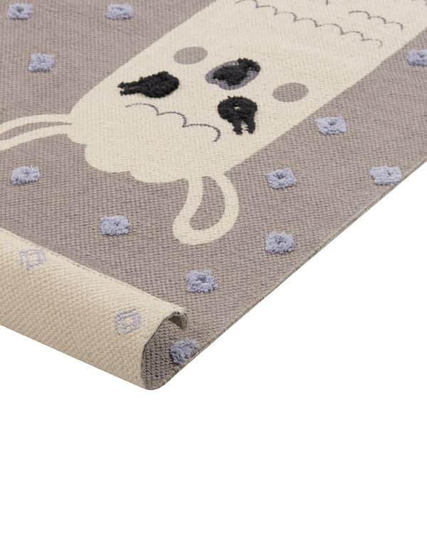 Matto ruskeanharmaa beige 80 x 150 cm puuvilla käsin tuftattu lastenhuone matala nukka laamakuvio
