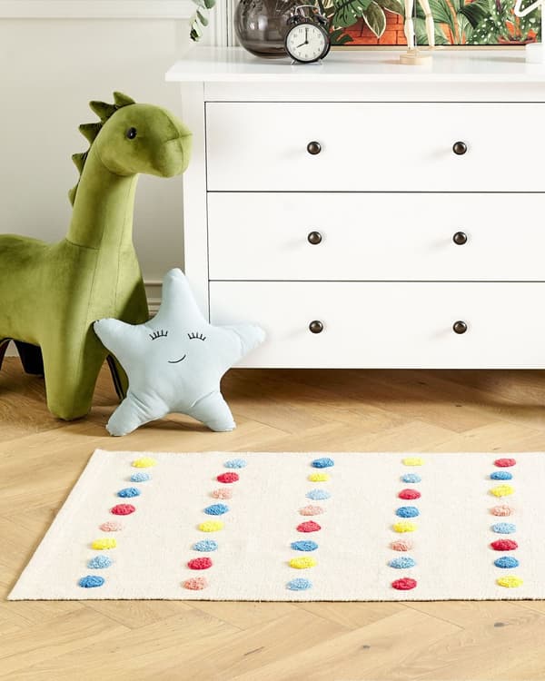 Områdesmatta Multicolour Mini Pompoms 80 x 150 cm Löpare med låg ludd för barn Lekrum