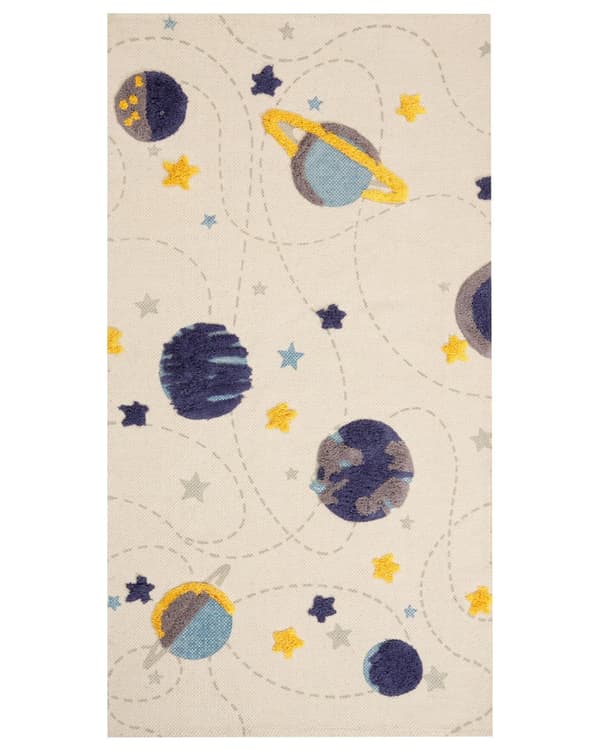 Matta Flerfärgad Planeter Stjärnor 80 x 150 cm Gångmatta med kort lugg för barn Lekrum
