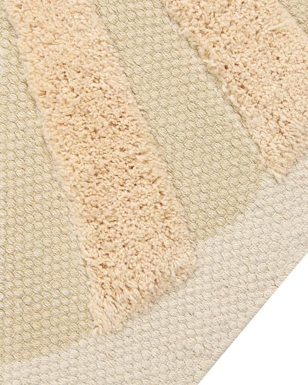 Børnetæppe beige 80 x 150 cm bomuld med løvemønster håndvævet legemåtte børneværelse