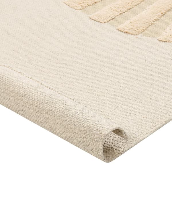 Børnetæppe beige 80 x 150 cm bomuld med løvemønster håndvævet legemåtte børneværelse