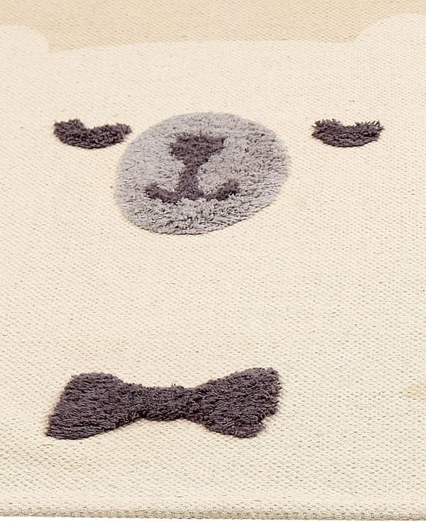 Børnetæppe beige 80 x 150 cm bomuld med bjørnemønster håndvævet legemåtte