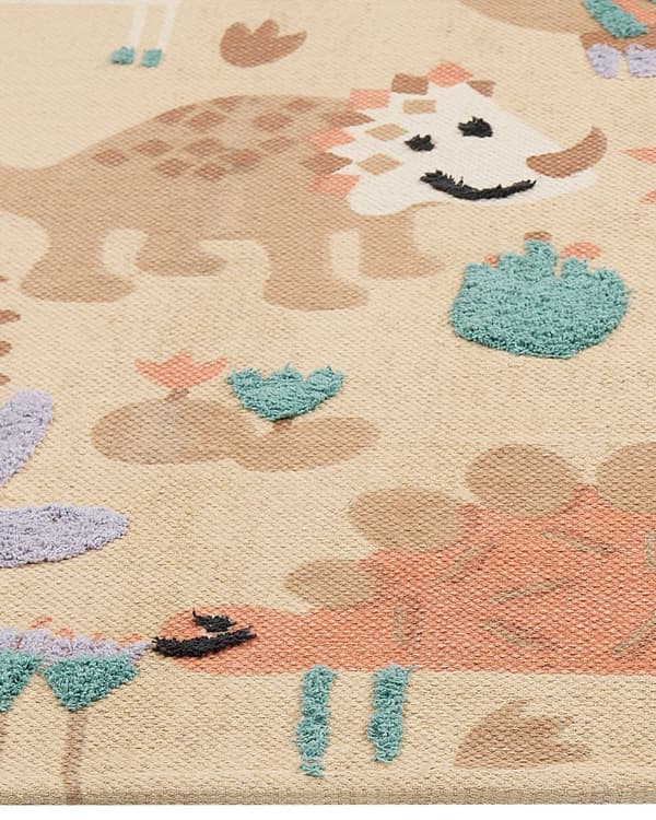 Børnetæppe Multicolour 80 x 150 cm Bomuld Dyr Naturligt Mønster Håndvævet Gulv Legetæppe