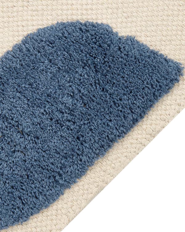 Børnetæppe Beige og blå 80 x 150 cm Bomuld Dyr Hvalmønster Håndvævet Gulvlegemåtte