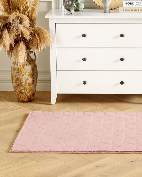 Fluffy Gulvtæppe Lyserød Pels 80 x 150 cm Blødt Luv Tæppe til Soveværelse Moderne Pelstæppe Tilbehør til Stuen Ryatæppe Dekoration