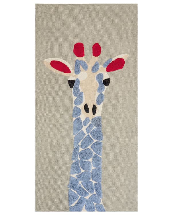 Flerfarvet børnetæppe 80 x 150 cm bomuld med girafmønster håndvævet legemåtte børneværelse