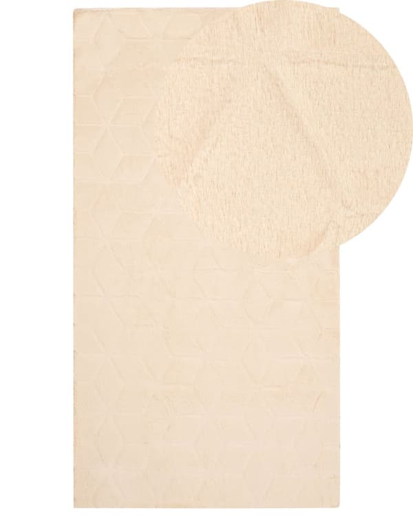 Fluffy Gulvtæppe Beige Pels 80 x 150 cm Blødt Luv Tæppe til Soveværelse Moderne Pelstæppe Tilbehør til Stuen Ryatæppe Dekoration