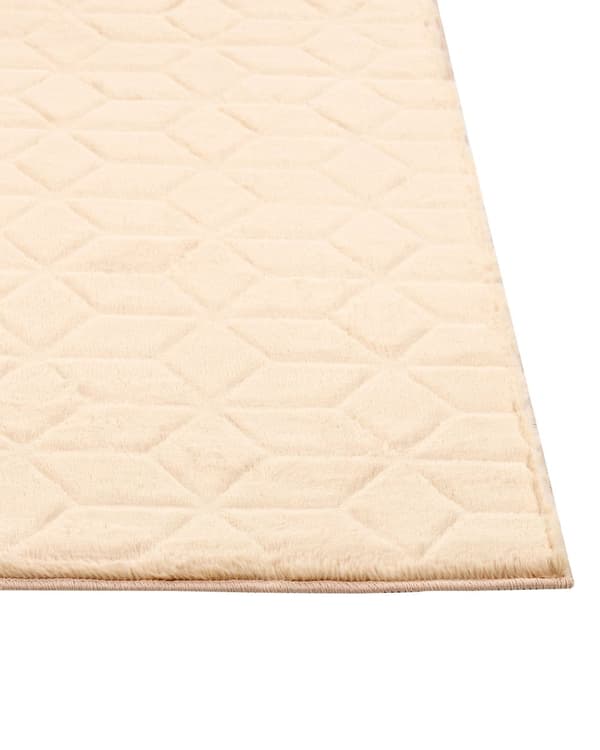 Fluffy Gulvtæppe Beige Pels 160 x 230 cm Blødt Luv Tæppe til Soveværelse Moderne Pelstæppe Tilbehør til Stuen Ryatæppe Tæppe under Sofabord