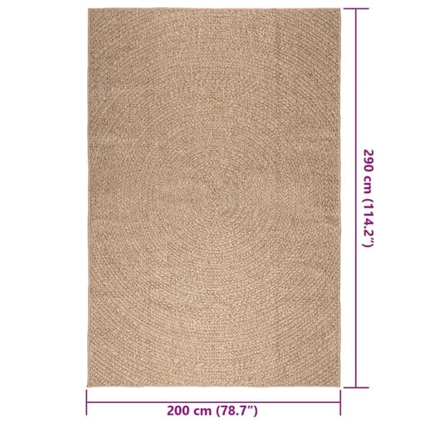 vidaXL Teppe ZIZUR 200x290 cm jute-utseende innendørs og utendørs