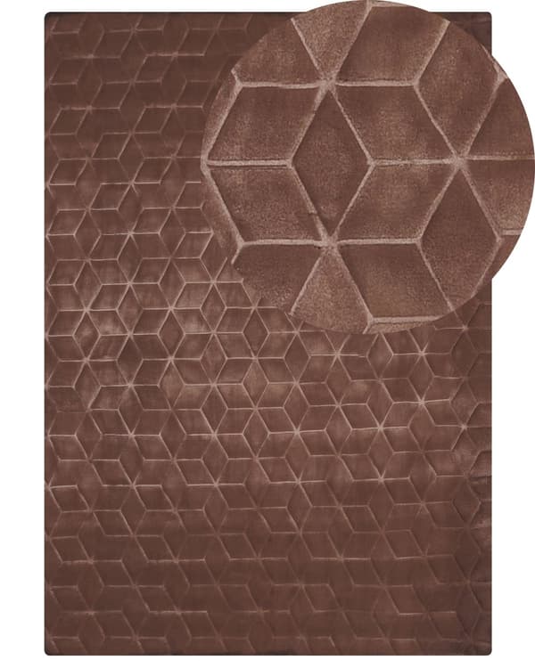 Matto ruskea 160 x 230 cm jäniksen tekoturkis pörröinen kuvioitu suorakulmio moderni