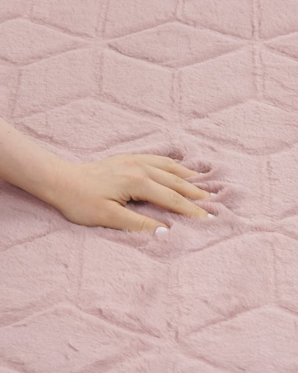 Konstpälsmatta Kanin Rosa Konstgjord Polyesterpäls 160 x 230 cm Mjuk Shaggy Lång Lugg