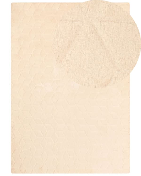 Konstpälsmatta Kanin Beige Konstgjord Polyesterpäls 160 x 230 cm Mjuk Shaggy Lång Lugg