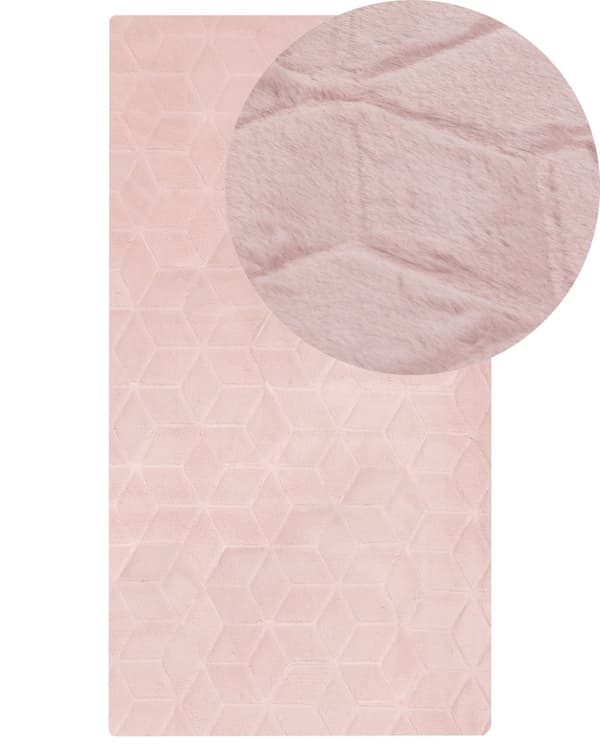 Konstpälsmatta Kanin Rosa Konstgjord Polyesterpäls 80 x 150 cm Mjuk Shaggy Lång Lugg